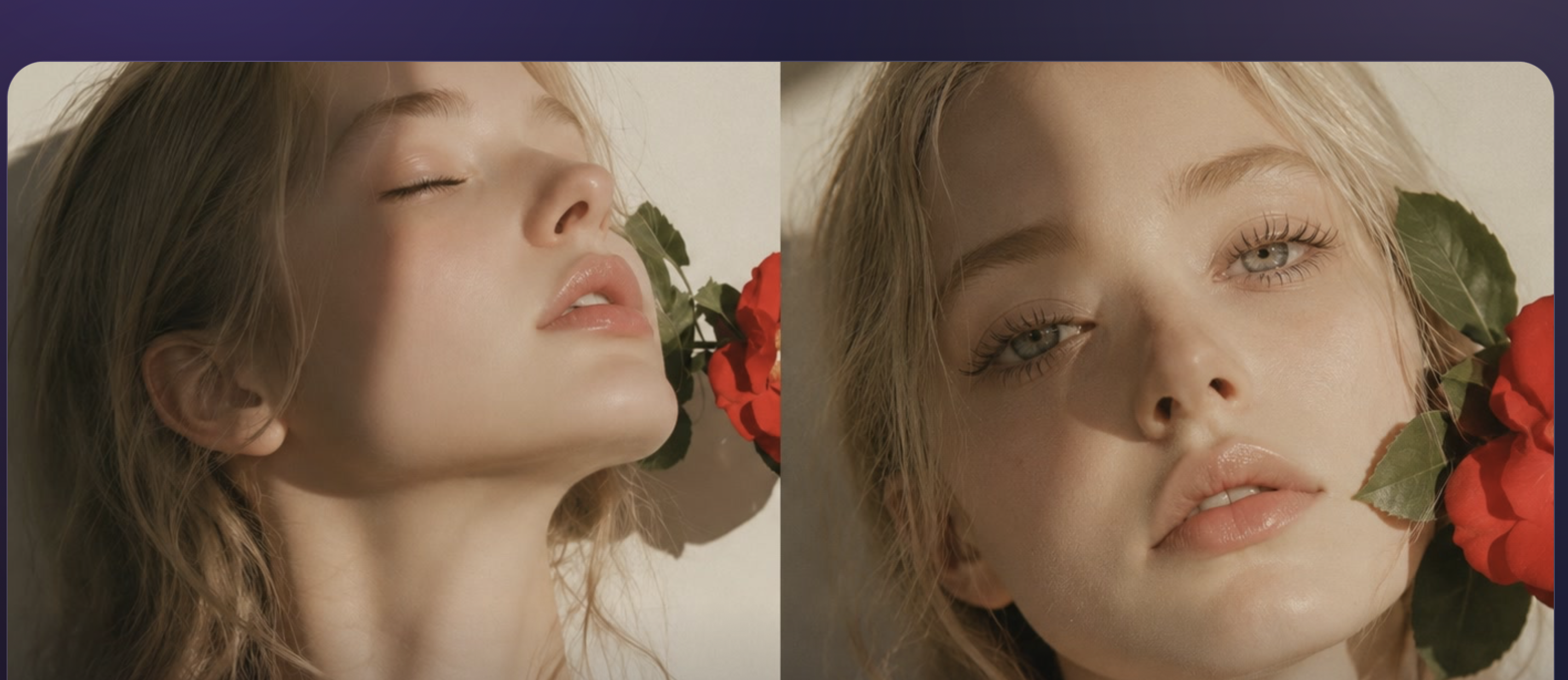 Brand identity portrait series with two editorial close-up portraits
